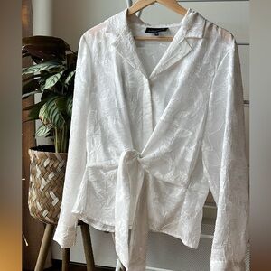 Jones New York Signature White Textured Blouse